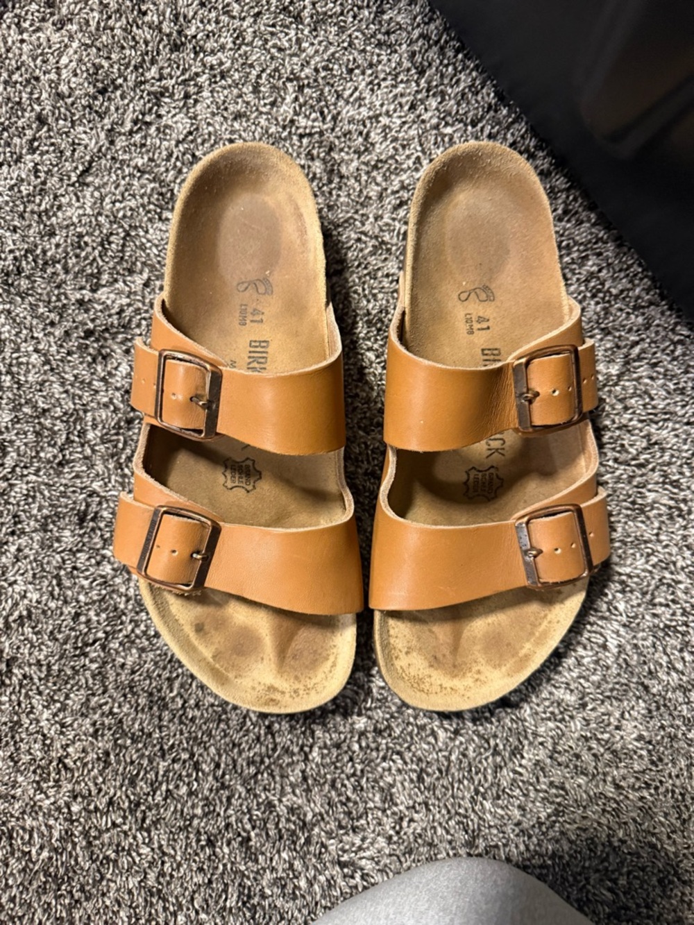 Birkenstock Men's Two-Strap Tan Leather Sandals